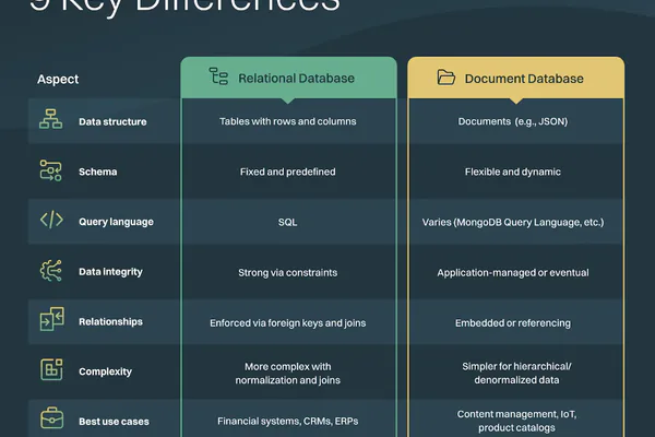 relational database tables vs NoSQL document structure comparison